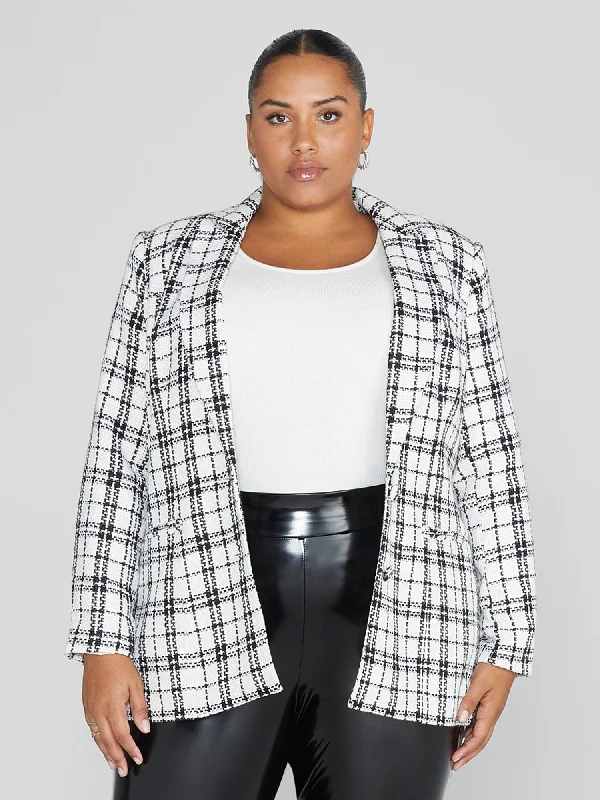 Plus Size Women's Embroidered Blazers in Floral Patterns for a Feminine TouchLoren Plaid Blazer Plus Size Women's Embroidered Blazers in Floral Patterns for a Feminine TouchLoren Plaid Blazer
