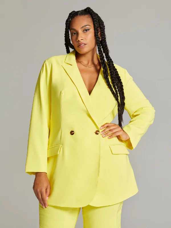 Single - Breasted Women's Corduroy Blazers in Mustard Yellow for an Autumn VibeSamentha Two-Button Blazer Single - Breasted Women's Corduroy Blazers in Mustard Yellow for an Autumn VibeSamentha Two-Button Blazer