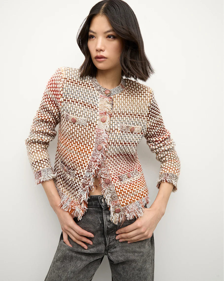 Single - Breasted Women's Corduroy Blazers in Mustard Yellow for an Autumn VibeSariyah Knit Jacket Red Multi Single - Breasted Women's Corduroy Blazers in Mustard Yellow for an Autumn VibeSariyah Knit Jacket Red Multi