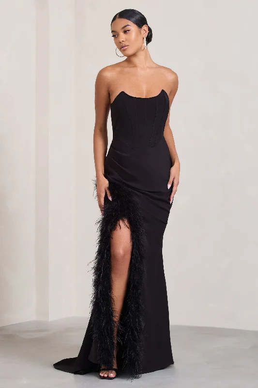 Mini Women Dress with a Short Hem for a Young and Trendy StyleSay Yes | Black Corset Maxi Dress With Split Feather Skirt Mini Women Dress with a Short Hem for a Young and Trendy StyleSay Yes | Black Corset Maxi Dress With Split Feather Skirt