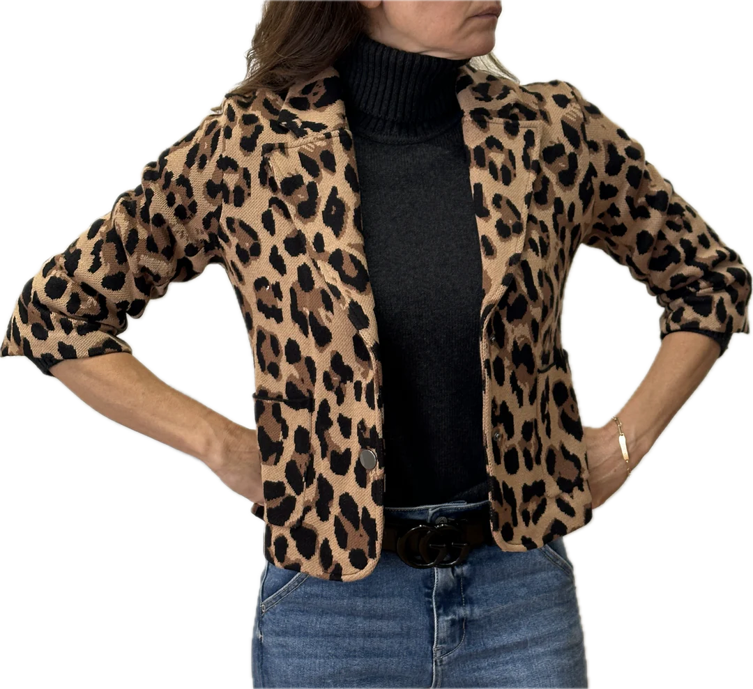 Women's Belted Blazers in Camel Color for a Sophisticated OutfitCotton Blend Shrunken Blazer Leopard Women's Belted Blazers in Camel Color for a Sophisticated OutfitCotton Blend Shrunken Blazer Leopard