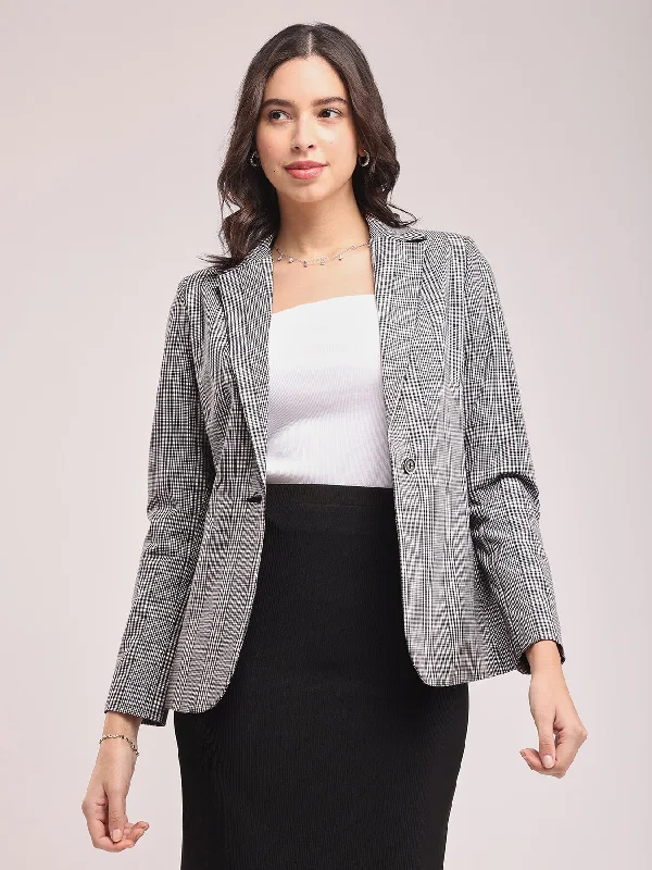 Single Breasted Blazer - Black And White