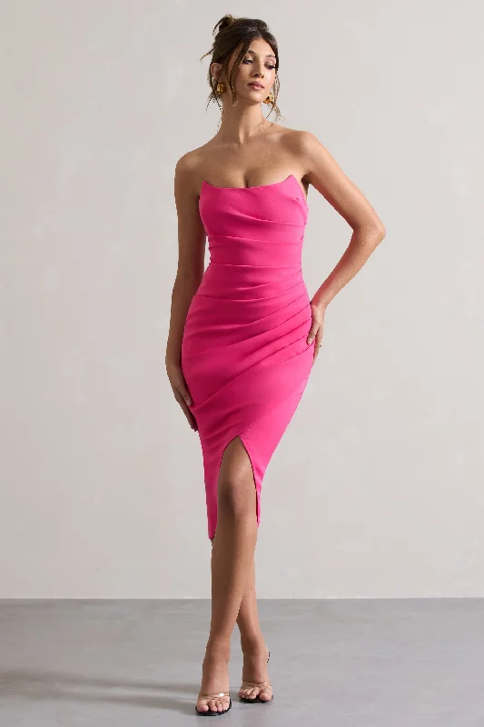 Printed Abstract Women Dress for a Modern and Artistic AppealSoulmate | Hot Pink Bandeau Midi dress Printed Abstract Women Dress for a Modern and Artistic AppealSoulmate | Hot Pink Bandeau Midi dress