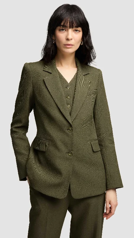 Plus Size Women's Double - Breasted Wool Blazers for Winter Office WearTwo-Button Blazer in Viscose Wool Twill | Olive Plus Size Women's Double - Breasted Wool Blazers for Winter Office WearTwo-Button Blazer in Viscose Wool Twill | Olive