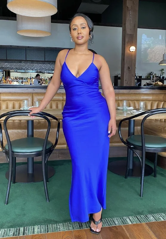 Wrap - Style Women Dress with Adjustable Fit for All Body TypesWeirdly Slip Blue