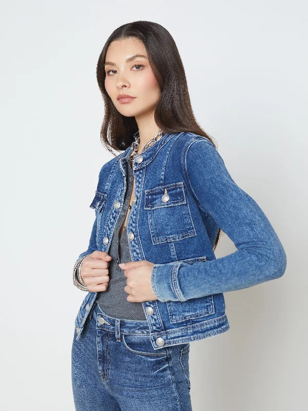 Plus Size Women's Embroidered Blazers in Floral Patterns for a Feminine TouchYari Denim Jacket Plus Size Women's Embroidered Blazers in Floral Patterns for a Feminine TouchYari Denim Jacket