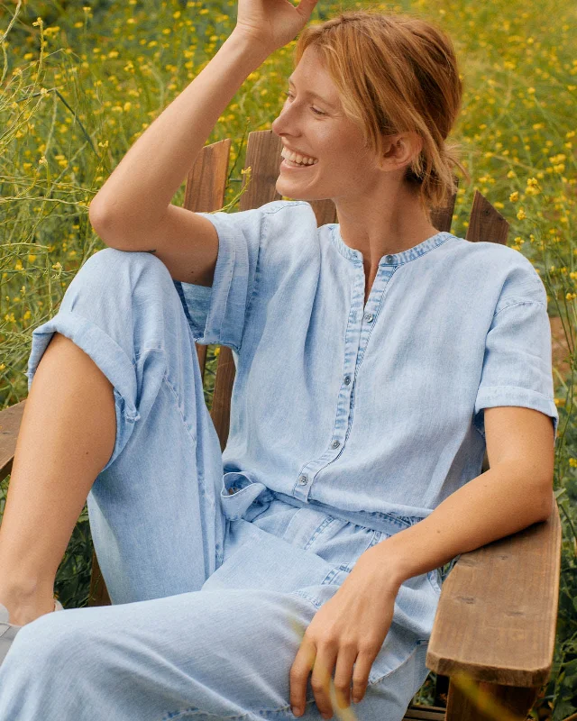 Shift Women Dress with a Simple and Classic Design for Everyday WearBleached Indigo Ray Jumpsuit Shift Women Dress with a Simple and Classic Design for Everyday WearBleached Indigo Ray Jumpsuit