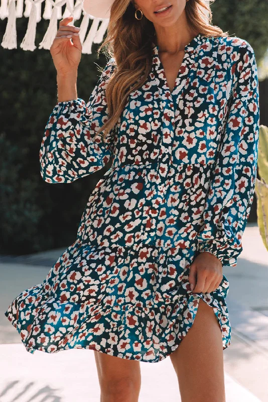 Wrap - Style Women Dress with Adjustable Fit for All Body TypesLeopard Ruffle Tiered Shirt Dress Wrap - Style Women Dress with Adjustable Fit for All Body TypesLeopard Ruffle Tiered Shirt Dress