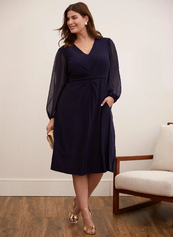 Long - Sleeve Women Dress in Velvet for a Luxurious Winter LookChiffon Puff Sleeve Midi Dress Long - Sleeve Women Dress in Velvet for a Luxurious Winter LookChiffon Puff Sleeve Midi Dress