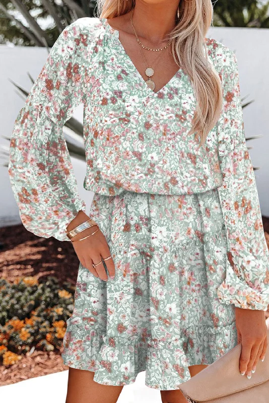 Lace - Embellished Women Dress for an Elegant and Sophisticated AppearanceFloral Puff Sleeve Tiered Dress Lace - Embellished Women Dress for an Elegant and Sophisticated AppearanceFloral Puff Sleeve Tiered Dress