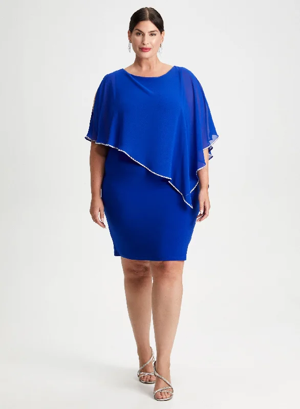 Sheath Women Dress with a Tailored Fit for a Professional LookJoseph Ribkoff - Chiffon Poncho Dress Sheath Women Dress with a Tailored Fit for a Professional LookJoseph Ribkoff - Chiffon Poncho Dress
