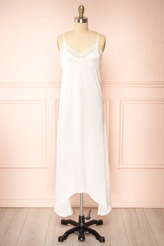 Kirsi Ivory | Long Nightgown w/ Lace Trim