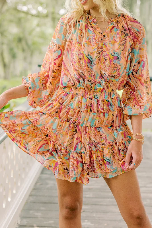 Sheath Women Dress with a Tailored Fit for a Professional LookPaisley Ruffle Tiered Mini Dress Sheath Women Dress with a Tailored Fit for a Professional LookPaisley Ruffle Tiered Mini Dress