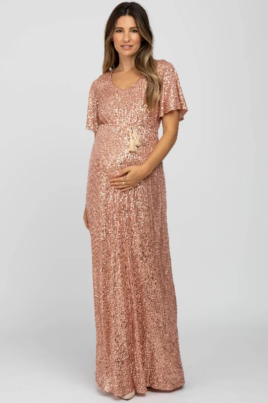 Sheath Women Dress with a Tailored Fit for a Professional LookPink Sequin Short Sleeve Maternity Maxi Dress Sheath Women Dress with a Tailored Fit for a Professional LookPink Sequin Short Sleeve Maternity Maxi Dress