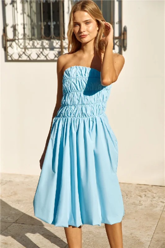 Pleated Women Dress with a Timeless and Elegant TexturePrincess Treatment Bubble Hem Midi Dress Pleated Women Dress with a Timeless and Elegant TexturePrincess Treatment Bubble Hem Midi Dress