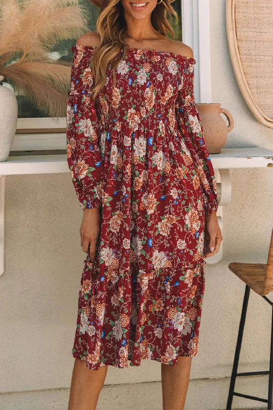 Printed Abstract Women Dress for a Modern and Artistic AppealFloral Smocked Belted Midi Dress Printed Abstract Women Dress for a Modern and Artistic AppealFloral Smocked Belted Midi Dress