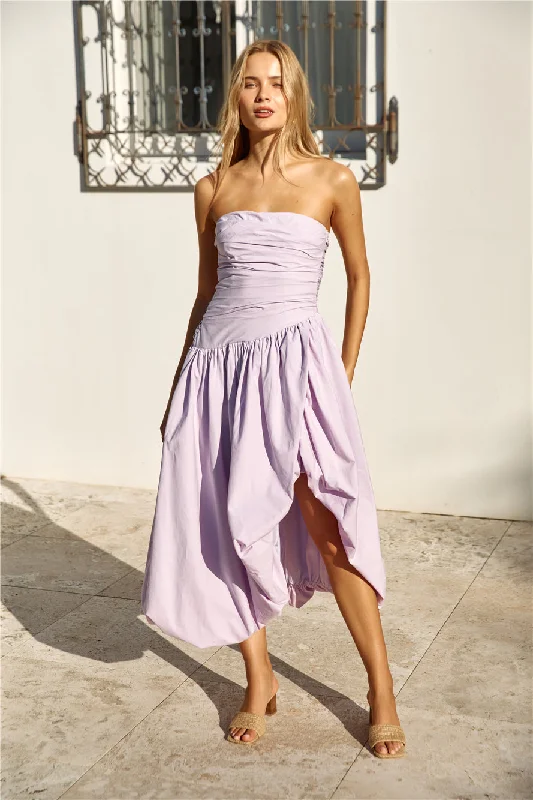 Maxi Women Dress with Floral Print for a Bohemian VibeSee You Tonight Bubble Hem Midi Dress Lilac Maxi Women Dress with Floral Print for a Bohemian VibeSee You Tonight Bubble Hem Midi Dress Lilac