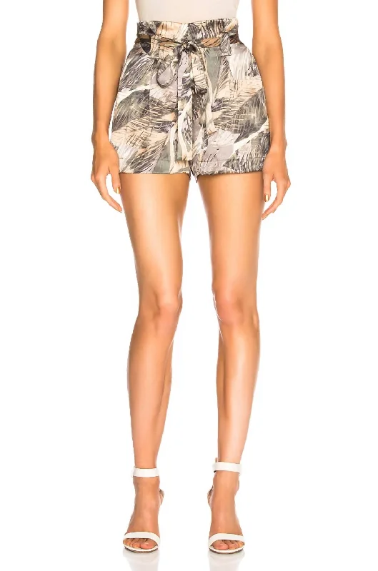 Belted Women Shorts to Enhance the WaistlineAlex Paperbag Shorts In Rutabaga Multi