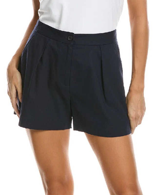 Twill Women Shorts with a Smooth Texture and DurabilityATM Anthony Thomas Melillo Linen-Blend Pleated Short