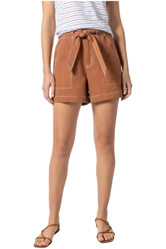 Patterned Geometric Women Shorts for a Modern AppealBelted Canvas Short In Bronze