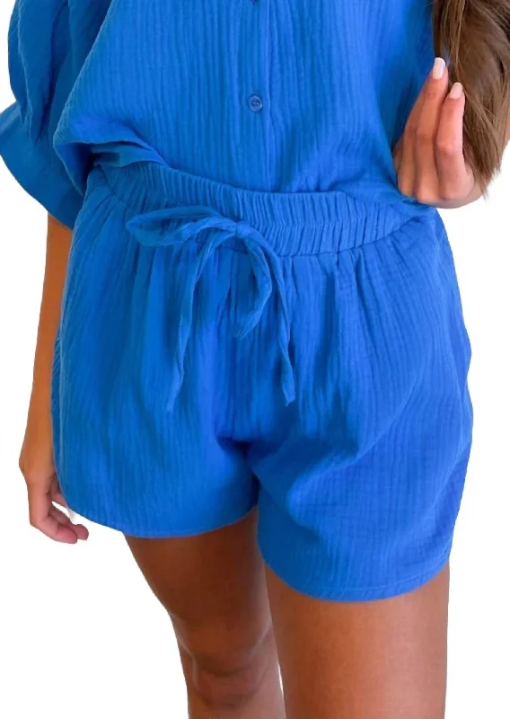 Leather Look Women Shorts for an Edgy and Chic StyleBy The Pool Gauze Shorts In Blue