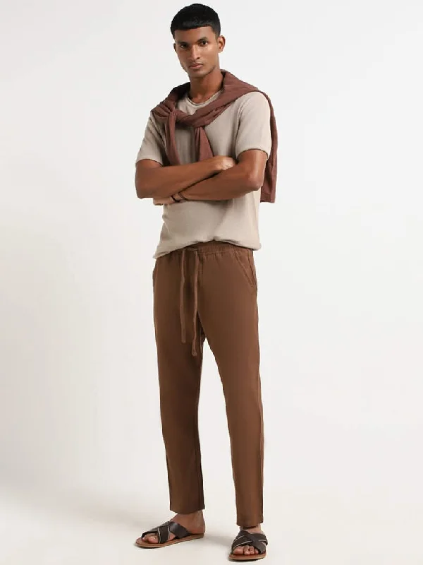Ruffled Hem Women Shorts to Add a Feminine TouchETA Brown Cotton Relaxed Fit Chinos