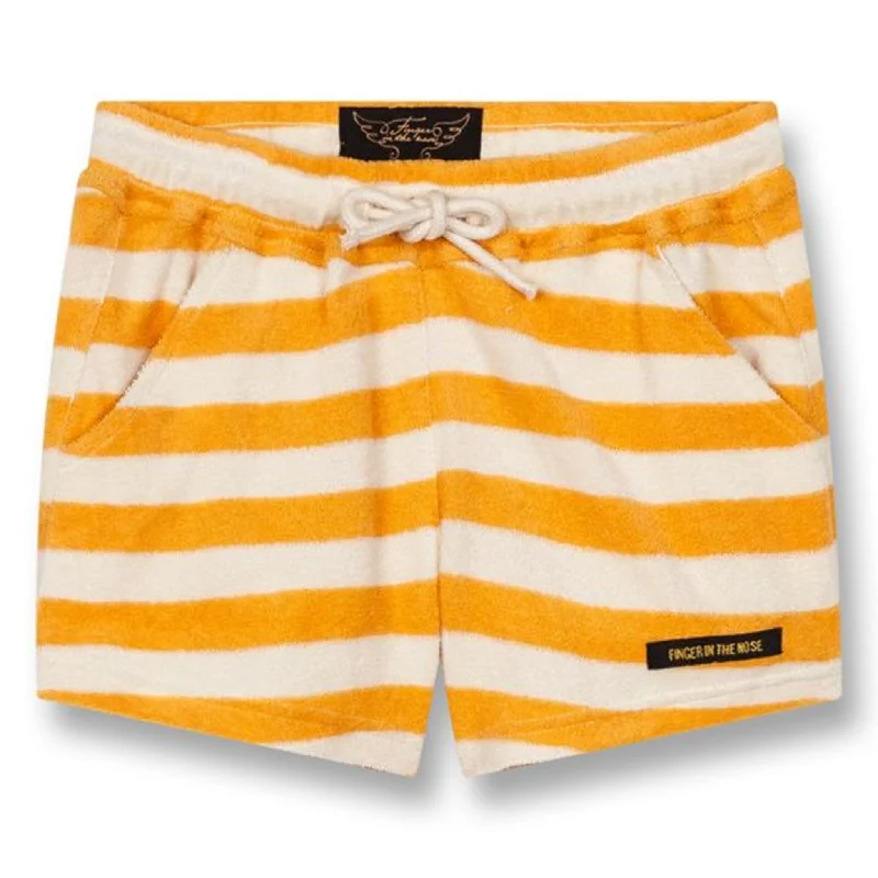 Belted Women Shorts to Enhance the WaistlineFinger In The Nose Trinity Knitted Mini Shorts Mandarin Stripes