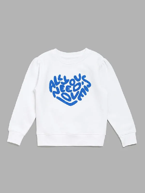 High - Waisted Women Shorts for a Retro and Flattering LookHOP Kids Off-White Contrast Print Sweatshirt