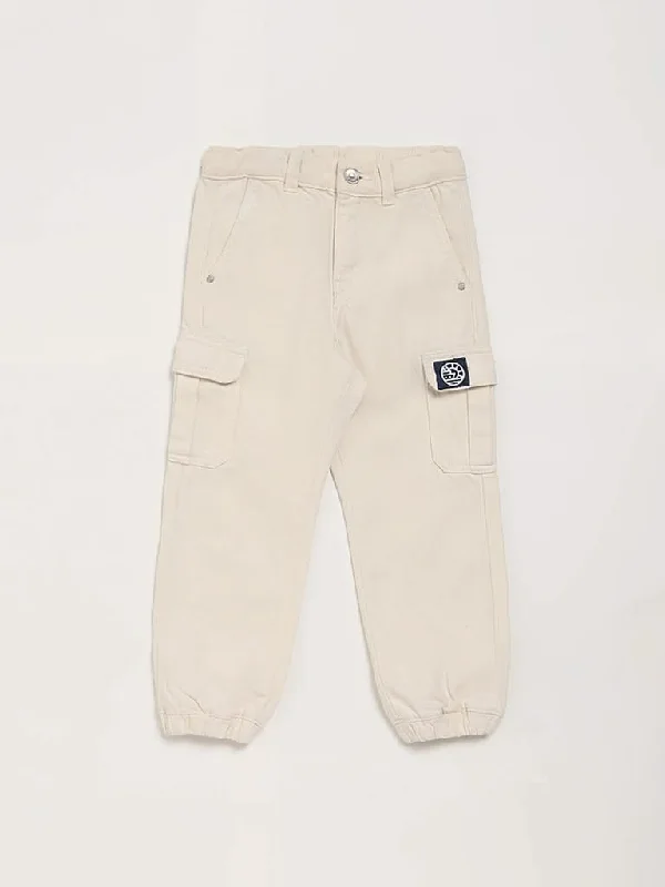 Cargo Women Shorts with Multiple Pockets for FunctionalityHOP Kids Solid Cream Cargo Pants