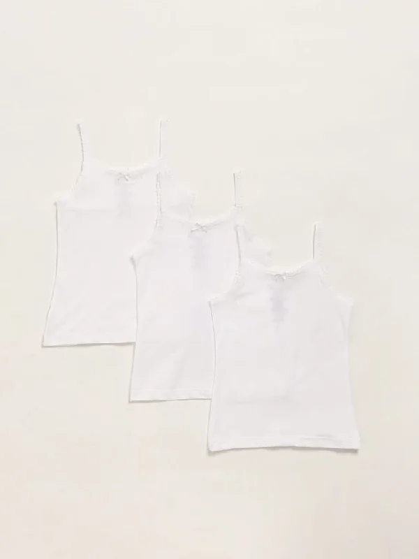 Leather Look Women Shorts for an Edgy and Chic StyleHOP Kids White Camisoles - Pack of 3