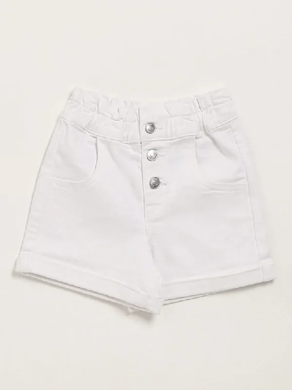 Belted Women Shorts to Enhance the WaistlineHOP Kids White Denim Shorts