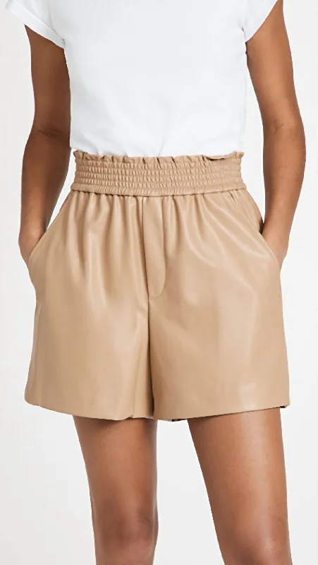 Leather Look Women Shorts for an Edgy and Chic StyleKaleb Short In Desert Beige