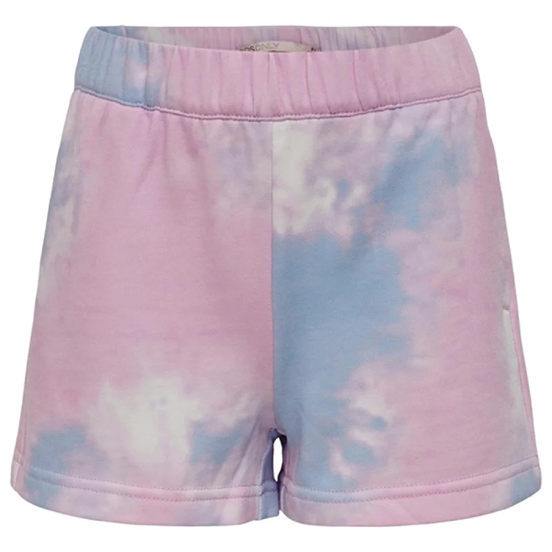 Elastic Waist Women Shorts for Easy Wear and ComfortKids ONLY Sachet Pink Oslo Tie Dye Sweat Shorts