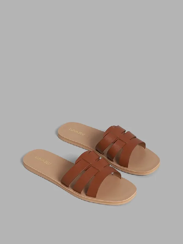 LUNA BLU Cage Band Brown Sandals