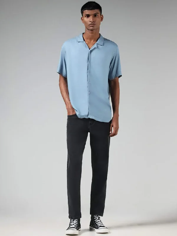 Nuon Solid Blue Relaxed-Fit Shirt