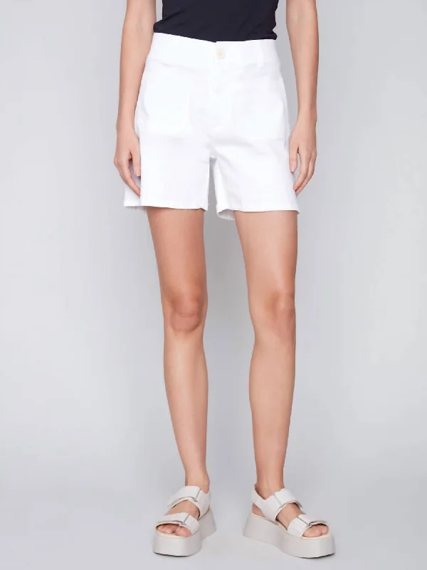 Printed Floral Women Shorts for a Summer - Ready StylePatch Pocket Shorts In White