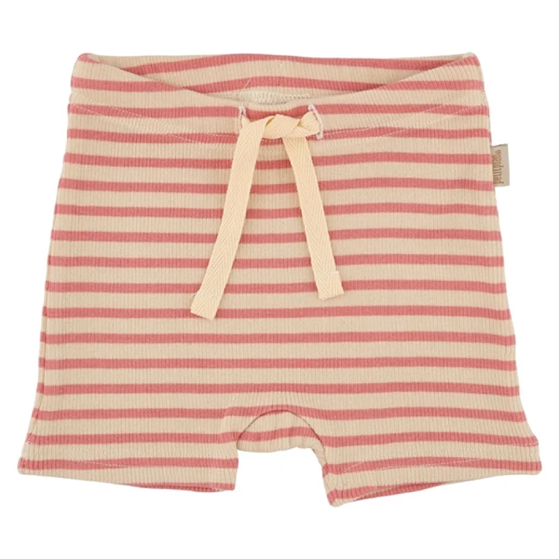Stretchable Women Shorts for Maximum MobilityPetit Piao Dark Peach/Cream Shorts Modal Striped