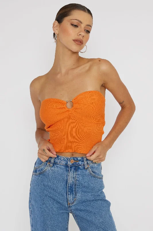 Real Talk Sweetheart Neckline Top Orange