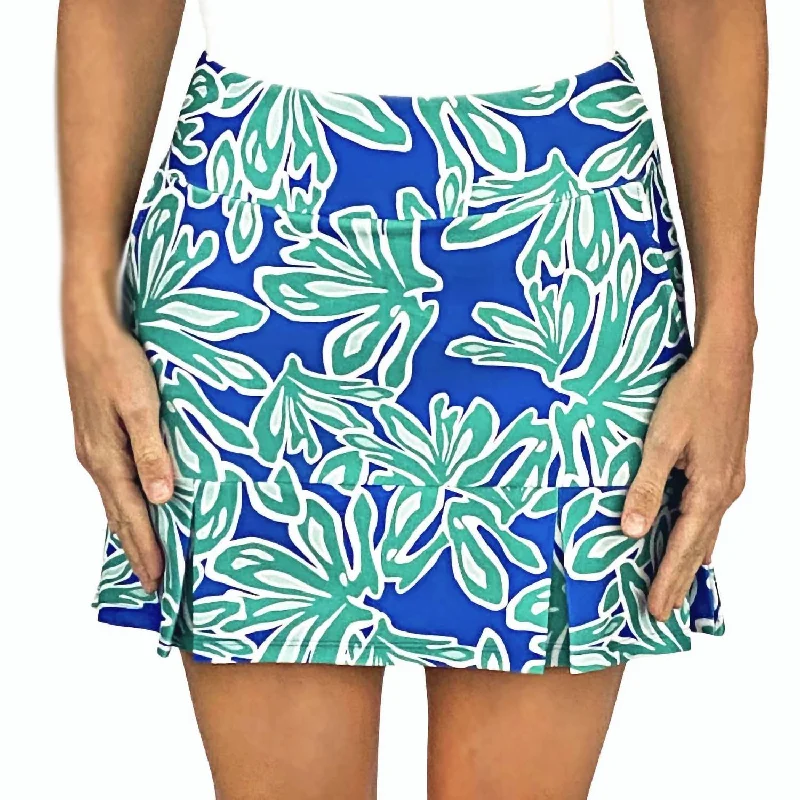 Scottsdale Pleated Skort In Beach Palm Royal Aqua Tides