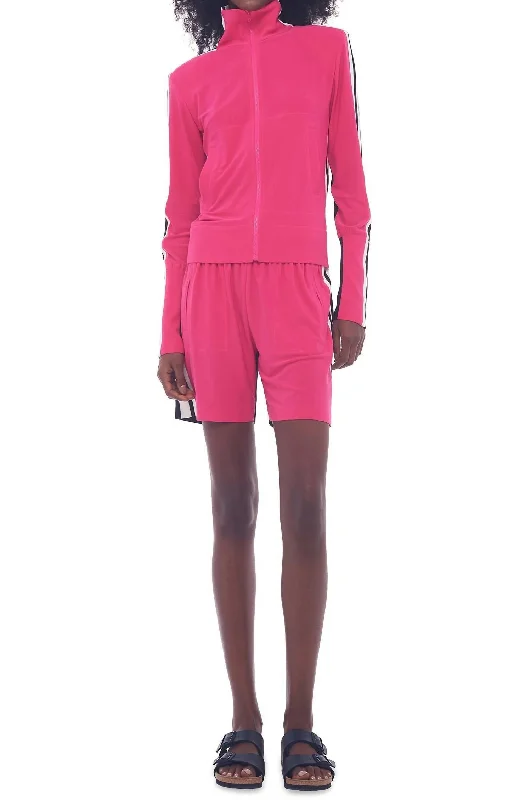 Linen Women Shorts for Breathable Comfort in Hot WeatherSide Stripe Bf Sweatshort In Rose/offset Stripe/black