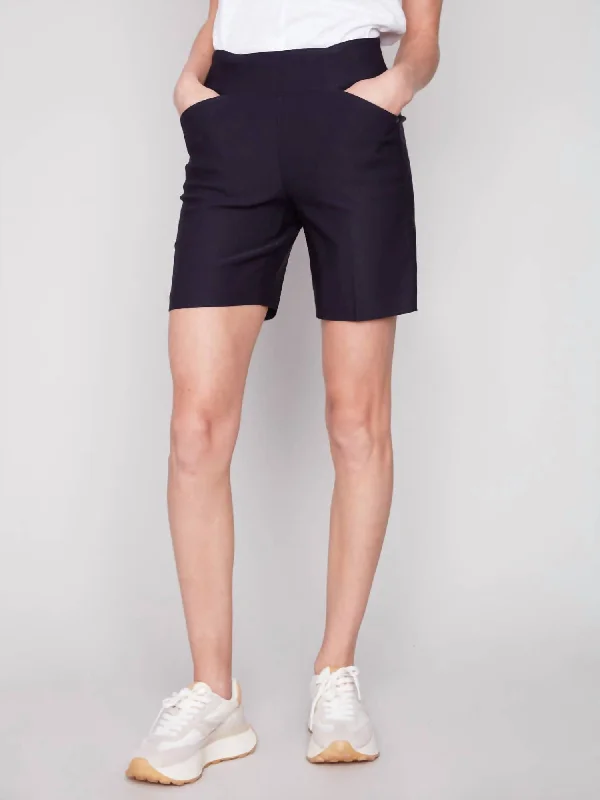 Printed Animal Print Women Shorts for a Wild and Stylish AppearanceSmooth Stretch Shorts In Navy