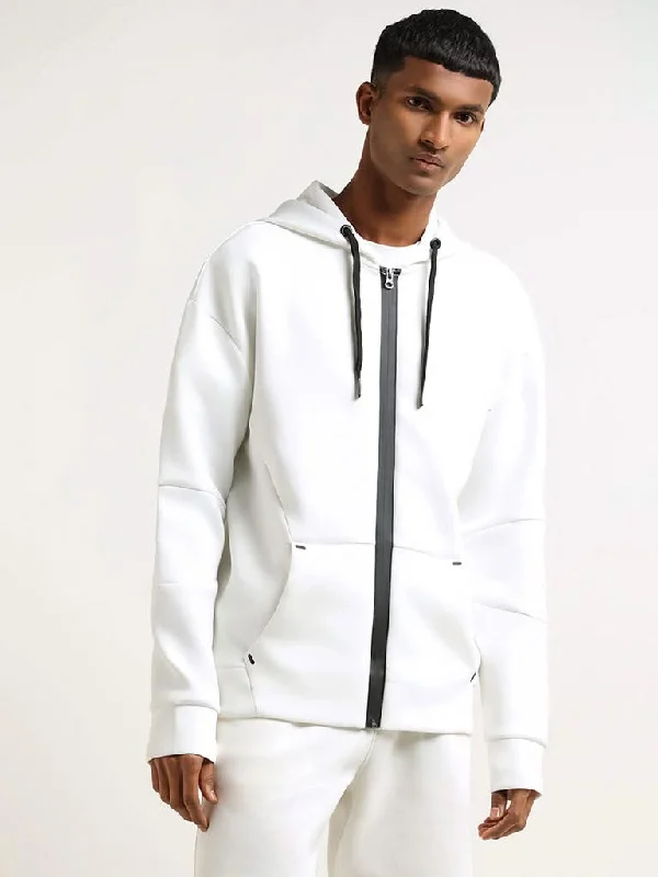 Plus Size Women Shorts with a Comfortable and Stylish FitStudiofit Off White Relaxed Fit Hoodie Jacket
