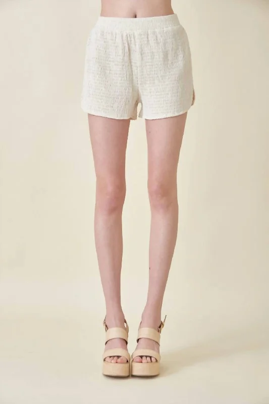 Elastic Waist Women Shorts for Easy Wear and ComfortUnwind Shorts In Ivory