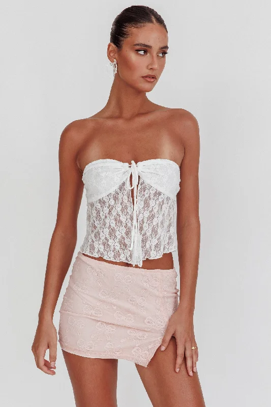 One - shoulder - style strapless top for a trendy and asymmetric lookWeekday Strapless Lace Top White One - shoulder - style strapless top for a trendy and asymmetric lookWeekday Strapless Lace Top White