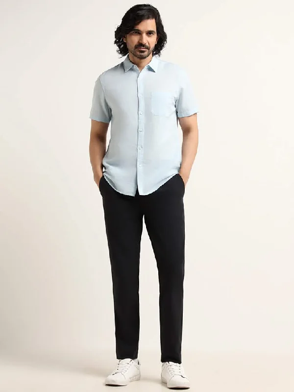 Twill Women Shorts with a Smooth Texture and DurabilityWES Casuals Black Slim Fit Chinos