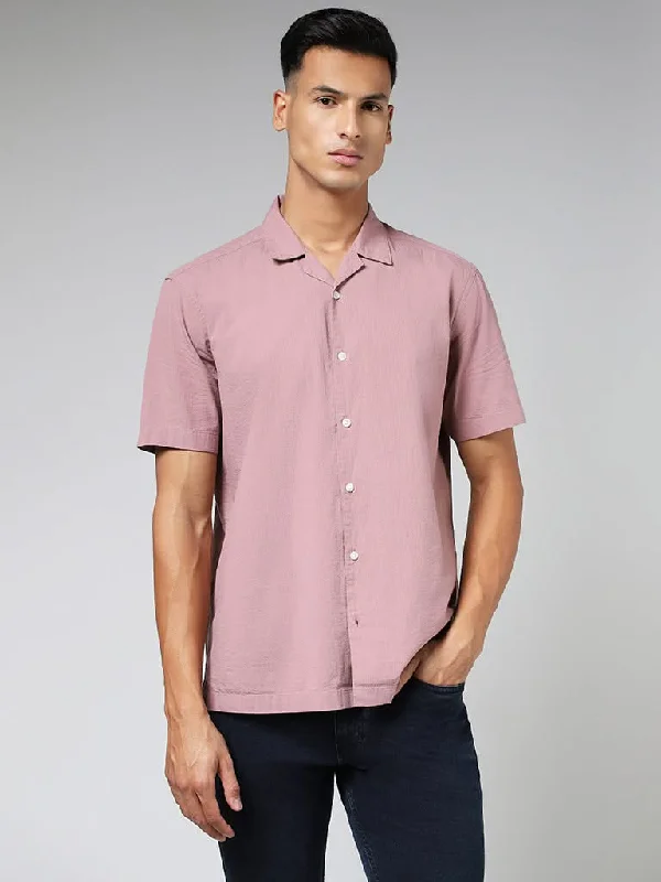 Printed Floral Women Shorts for a Summer - Ready StyleWES Casuals Solid Pink Cotton Relaxed-Fit Crinkled Shirt