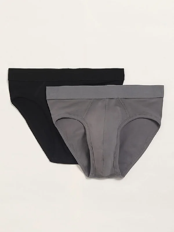 Twill Women Shorts with a Smooth Texture and DurabilityWES Lounge Grey Cotton Blend Basic Briefs - Pack of 2