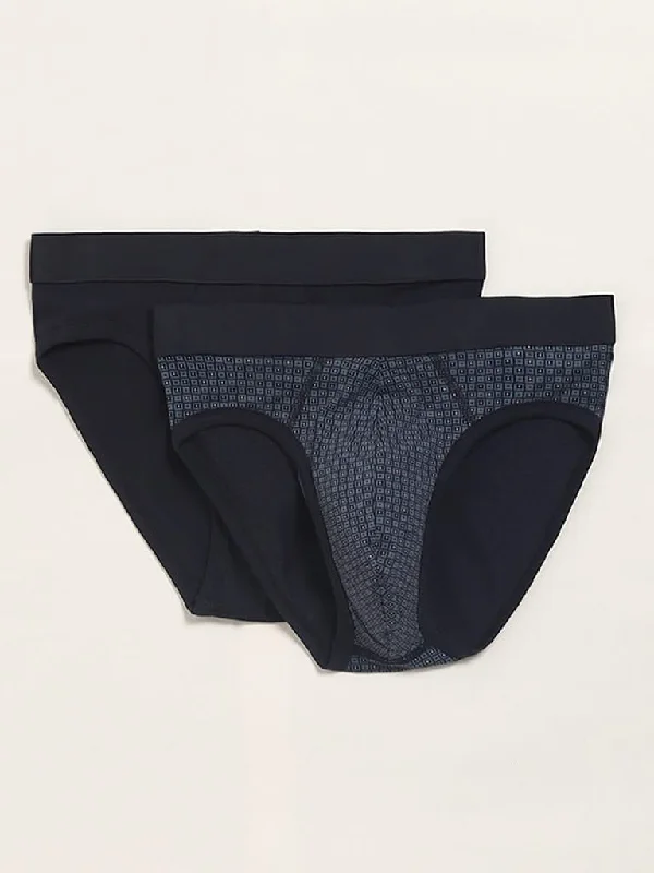 Belted Women Shorts to Enhance the WaistlineWES Lounge Navy Cotton Blend Basic Briefs - Pack of 2