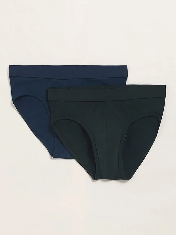 Elastic Waist Women Shorts for Easy Wear and ComfortWES Lounge Teal Cotton Blend Basic Briefs - Pack of 2