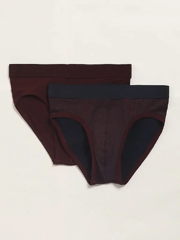 Printed Animal Print Women Shorts for a Wild and Stylish AppearanceWES Lounge Wine Cotton Blend Basic Briefs - Pack of 2